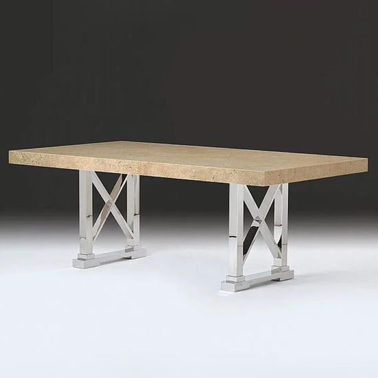 Impero Marble Pedestal Dining Table with Stainless Steel Base - Variation Available
